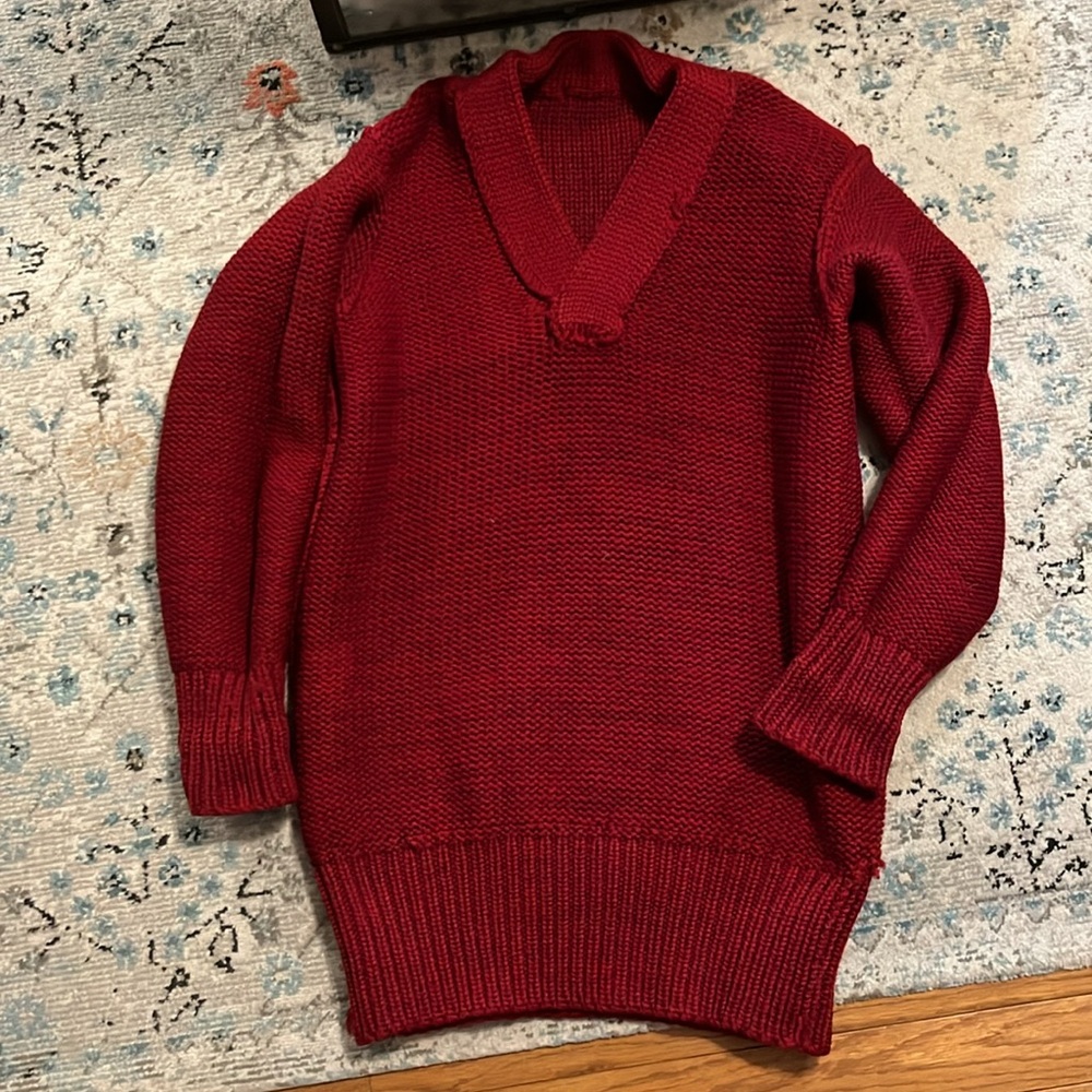 Vintage Thos. E Wilson & Co. Red V-Neck Heavy Sweater - Picture 12 of 16
